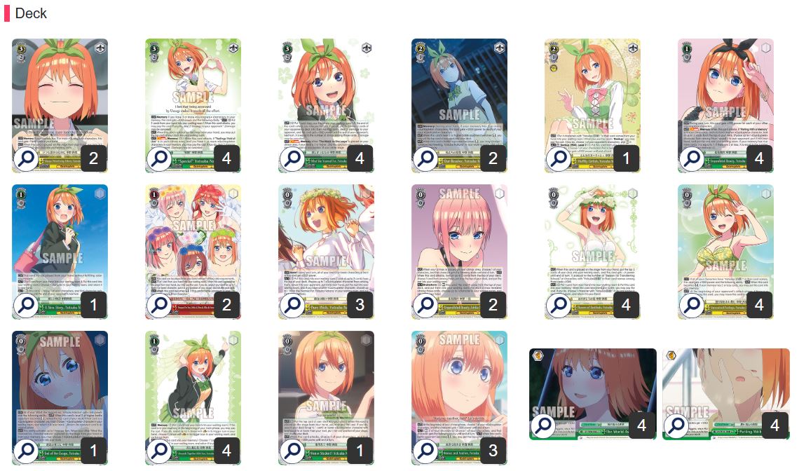 [Weiss Schwarz] EN 8 Gold bar Yotsuba Deck